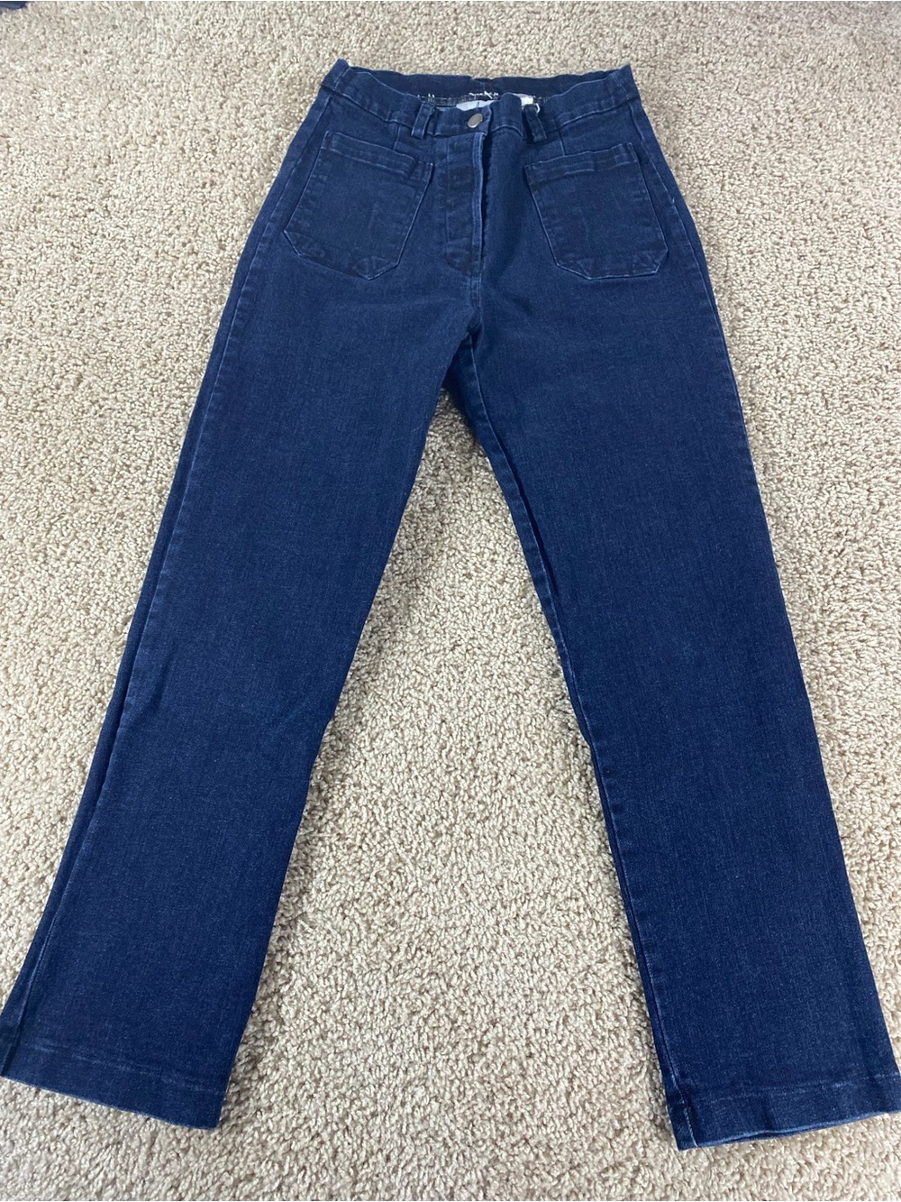Loup Denim Blue Jeans Wide Leg High Rise Button Fly Womens Small